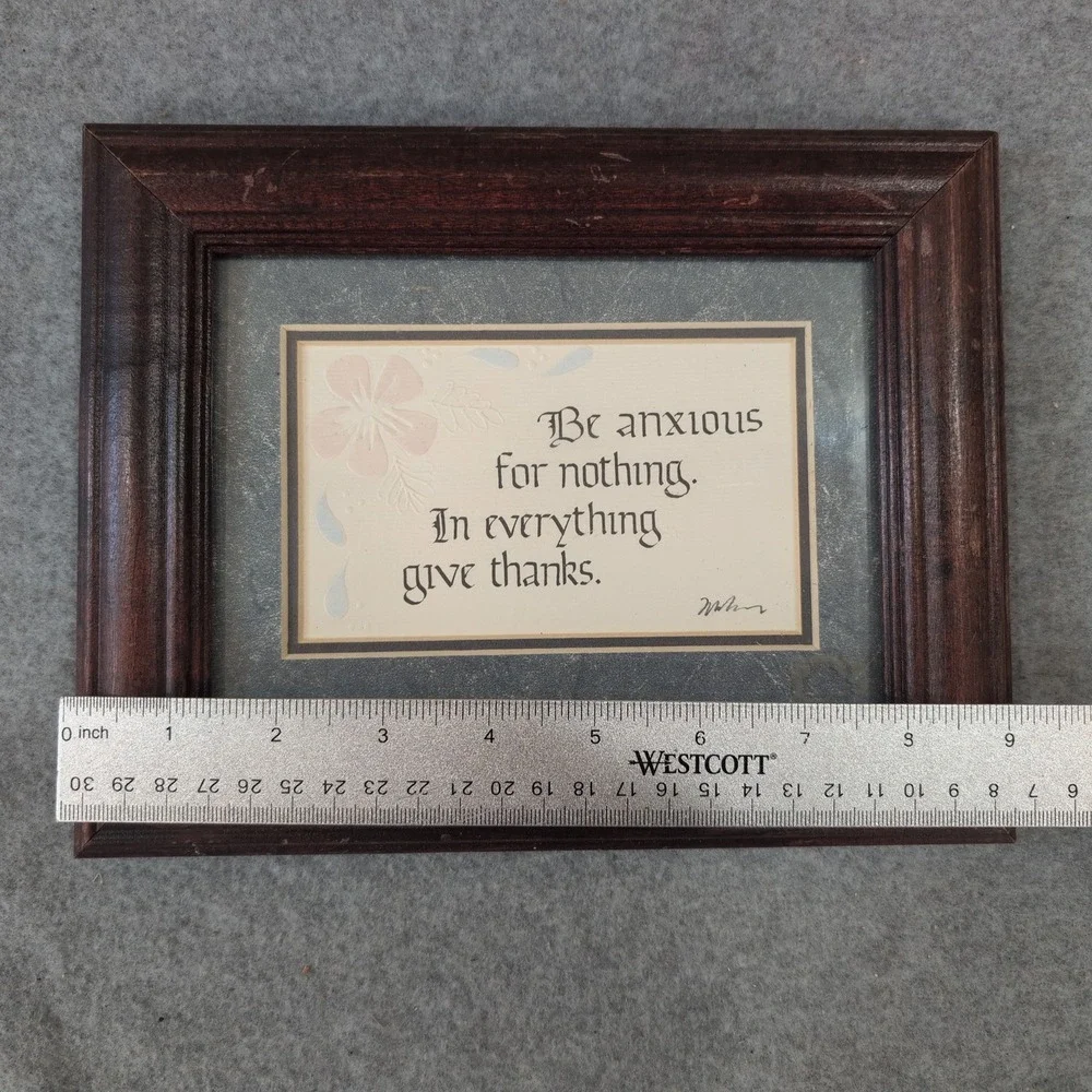 Framed Art Be Anxious for Nothing Give Thanks Philippians 4:6‎ Hand Painted